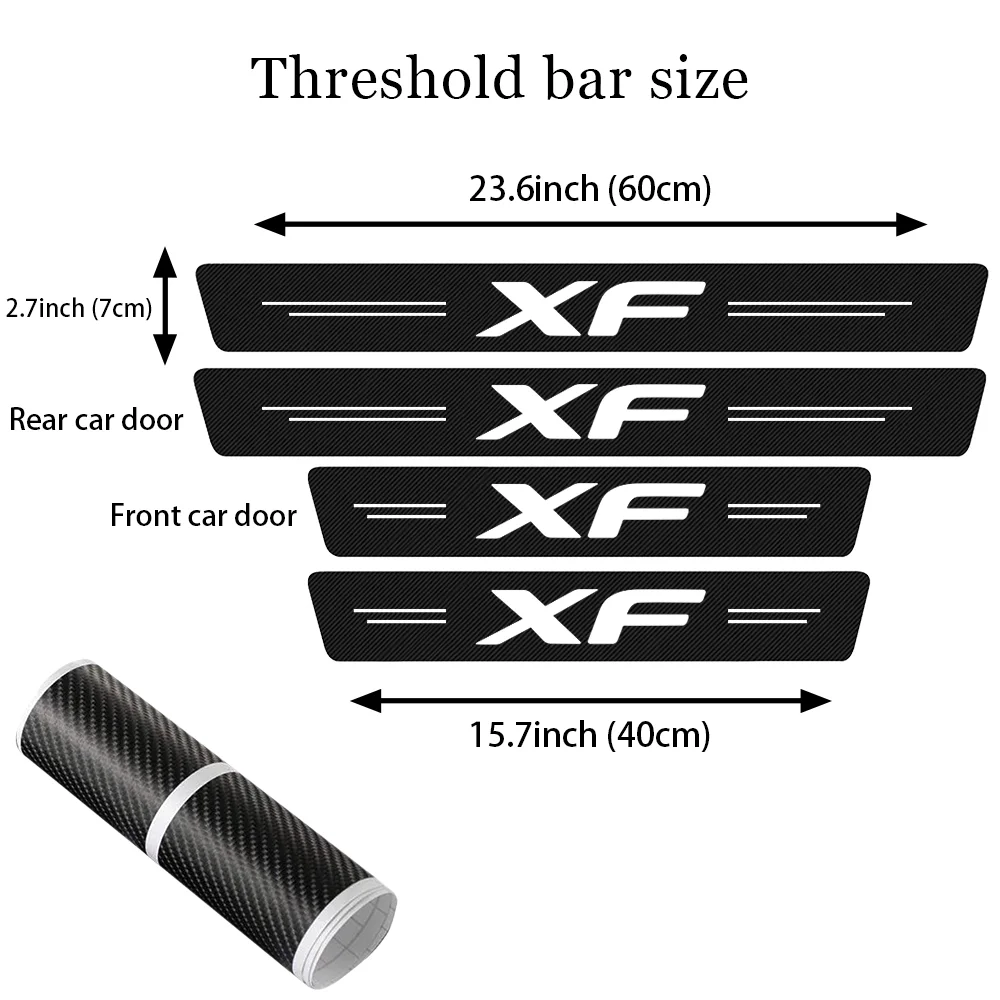 4PCS For Jaguar XF X250 X260 2018 2019 2020 2021 2008 2009 2010 2011 2012 Car Door Sill Scuff Plate Decor Carbon Fiber Stickers - купить по