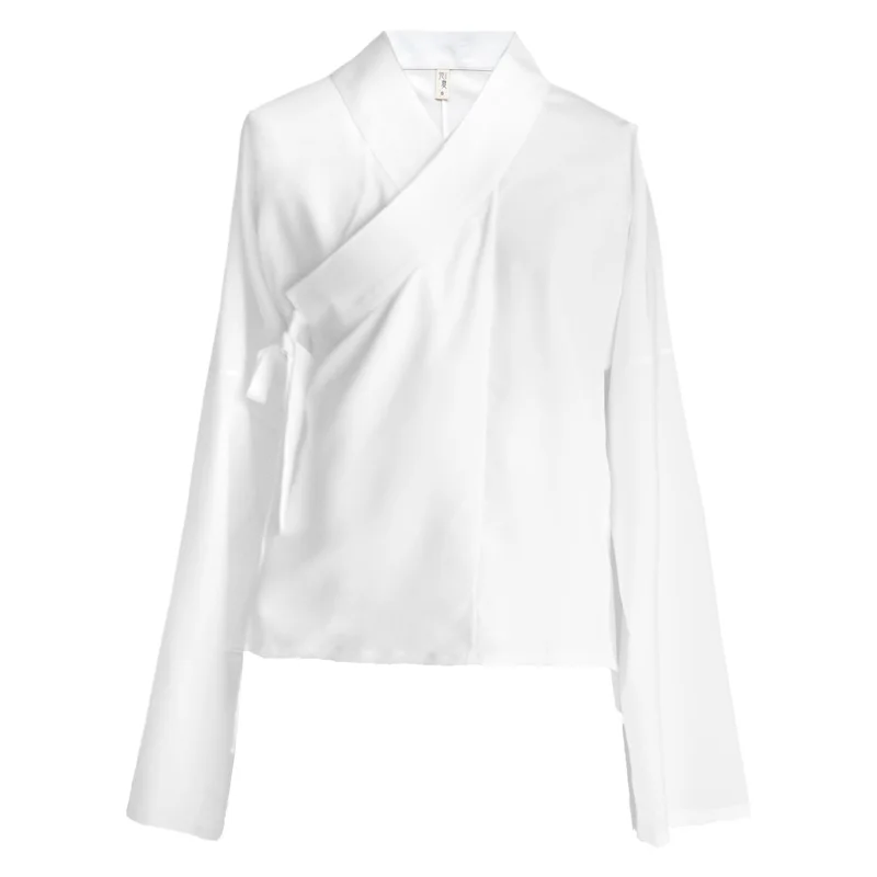 

Summer New Hanfu Suit Cosplay Costumes Improved Lace Shirt And Dress+Pants White Cross Collar Novelty Stage Performance Clothing