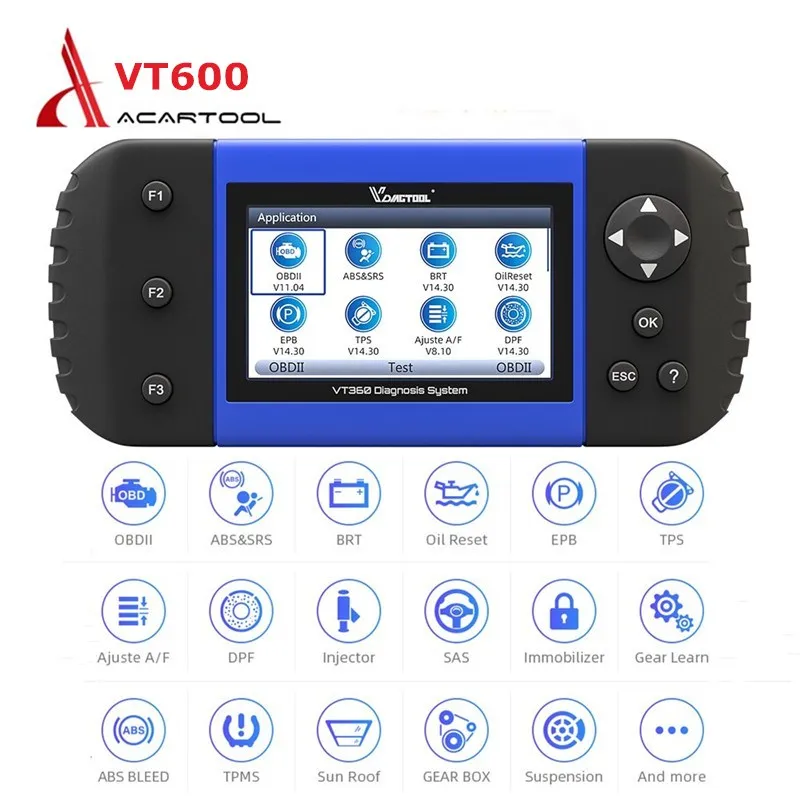 Автомобильный сканер VDIAGTOOL VT600 ABS SRS EPB сброс масляного сервиса DPF TPMS