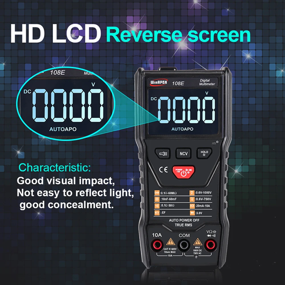 Цифровой мультиметр тестер автоматической идентификации Постоянный/переменный