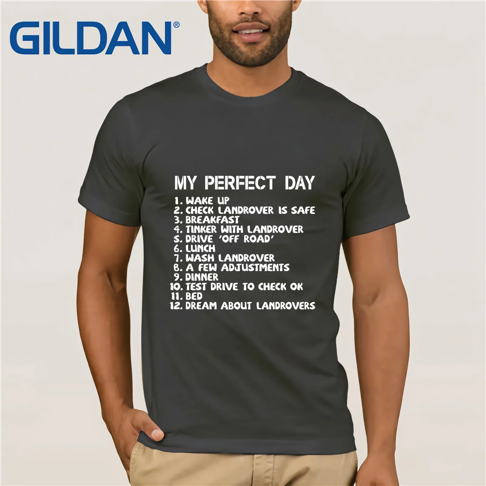 LEQEMAO My Perfect Day Landrover T-Shirt 4x4 Off Road Dad Truck To Do List Mens Gift Top T Shirt Hot Topic Men Short Sleeve | Мужская
