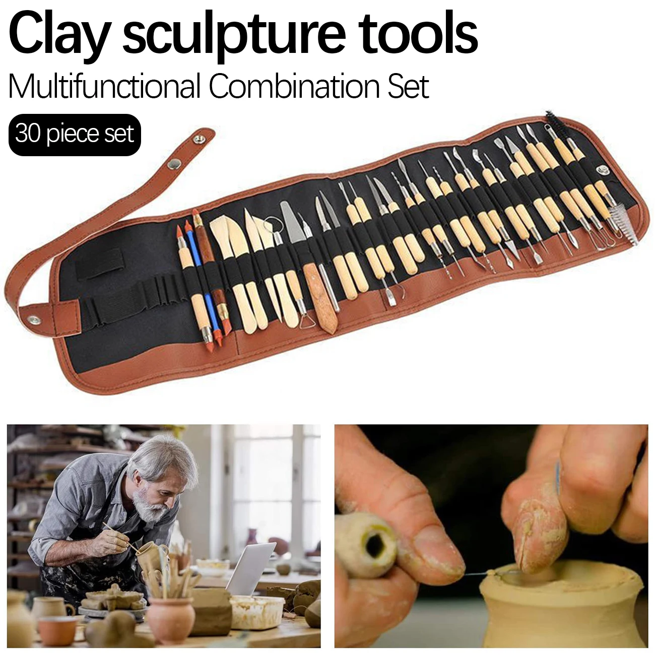 

30pcs Ceramics Clay Sculpture Polymer Clay tool set Pottery Tools DIY Craft Wooden Pottery Sculpting Pottery Modeling Carving