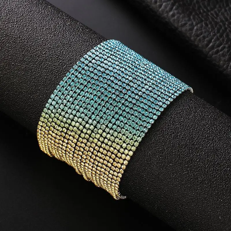 YFJEWE модные красочные стразы браслеты женские большие градиентные