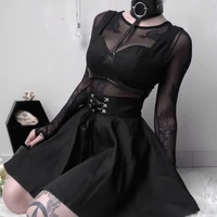 goth dark vintage high waist gothic skirts women harajuku pleated punk grunge autumn 2021 bandage rivot female skirt fashion