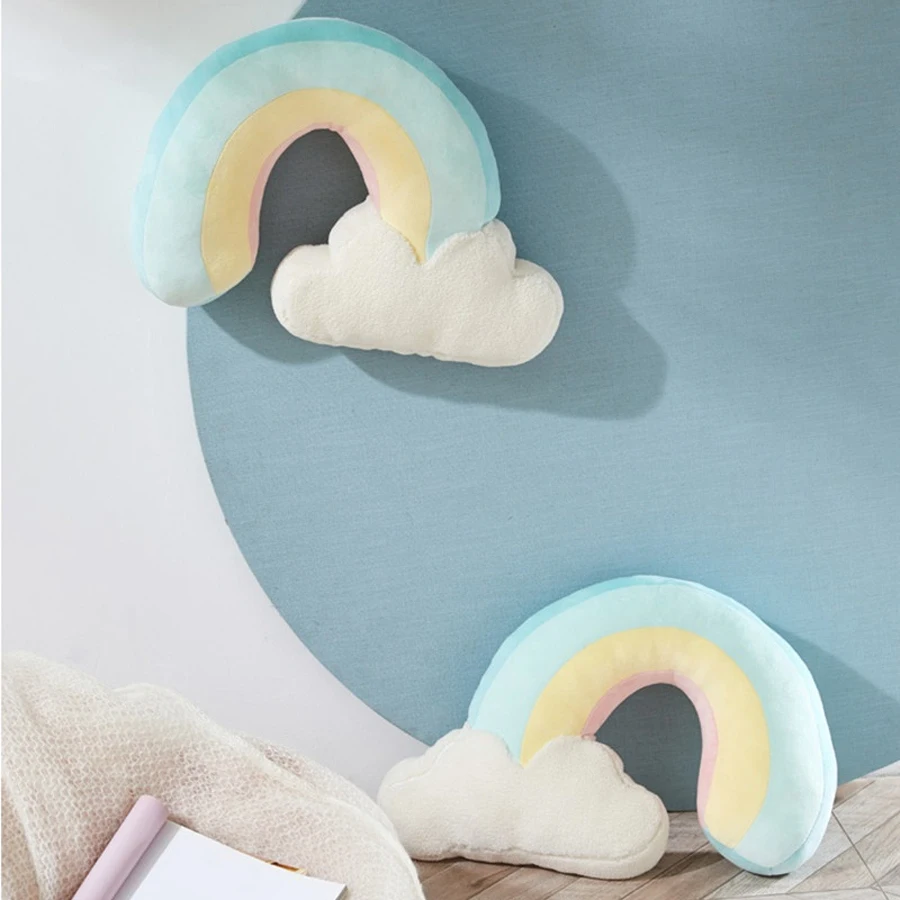 

Nordic wind ins style Rainbow Cloud Sun Sunshine Plush Pillow Soft Cushion Rainbow Cloud Stuffed Soft Plush Toy Room Decoration