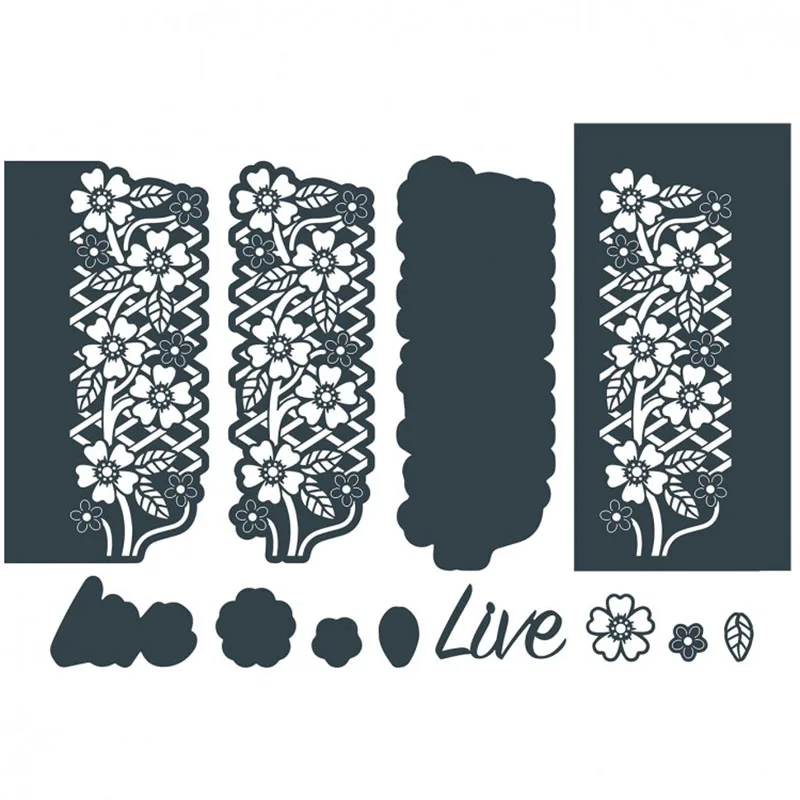 

Beautiful Flower Blossom Leaves Branch Flower Fence Live Words Letter Metal Cutting Dies DIY Scrapbook Craft Cards Stencils New