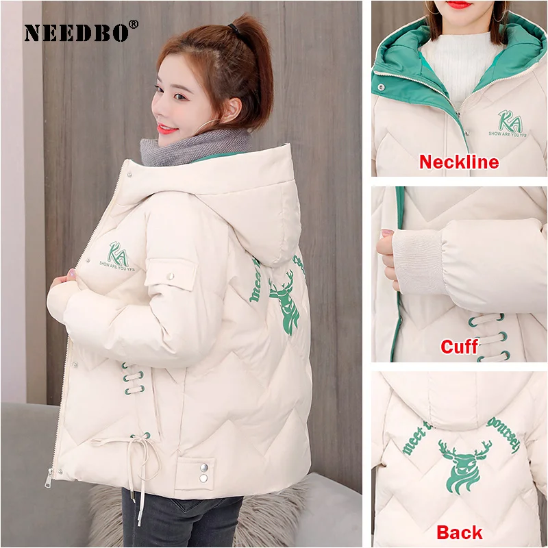 NEEDBO Winter Jacket Women 2020 Oversize Parka Warm Winter Coat Women Casual Print Woman Winter Coat Jacket Padded Outwear