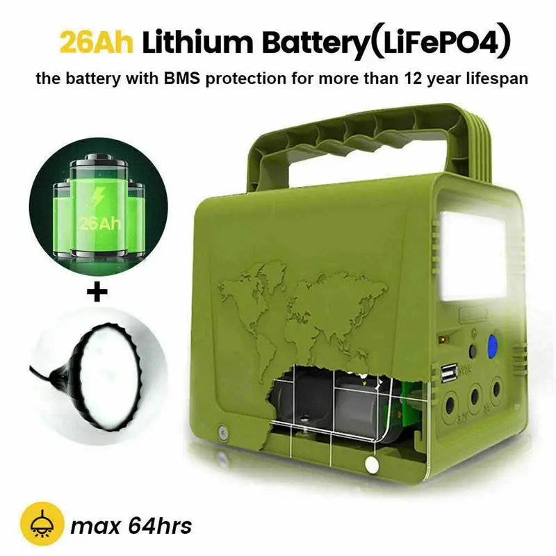 

5W Solar Panel Power Station Generator Home System Kit USB Charger Portable Solar Generator System Outdoor Garden Camp Lighting