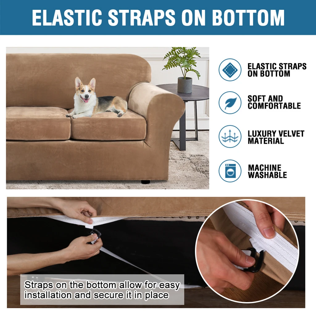 

Бархатный Чехол для дивана, чехол из 4 предметов, для дивана, 3 дивана