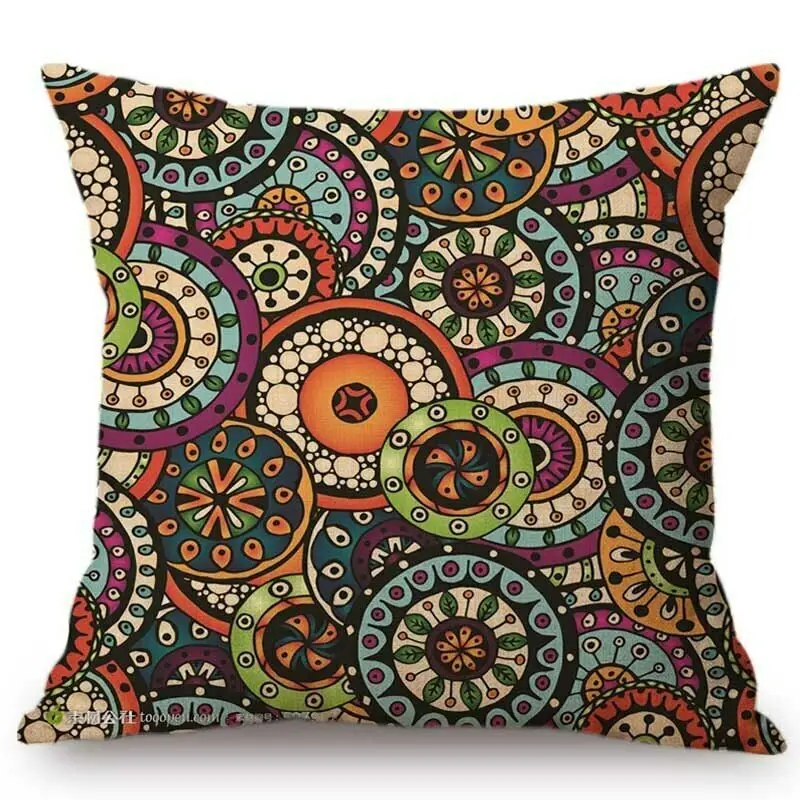 Pink Bright Paisley Floral Pattern Home Pillow Bohemian Mandala Cushion Cover | Дом и сад