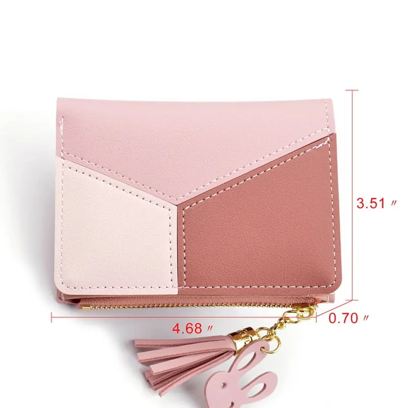 

2021 Geometric Women Cute Pink Wallets Pocket Purse Card Holder Patchwork Wallet Lady Female Fashion Short Coin Burse Money Bag