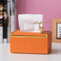 nordic imitation leather golden deer tissue box household removable rectangular direct box desktop storage container home decor