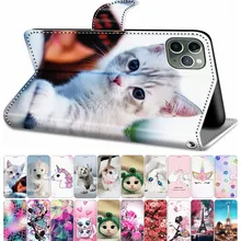 For Cases Huawei P Smart 2018 Plus 2019 P Smart Z Flip Leather Book Cover Phone Coque Cute Box Tiger Wolf Lion Cat Dog DP08F