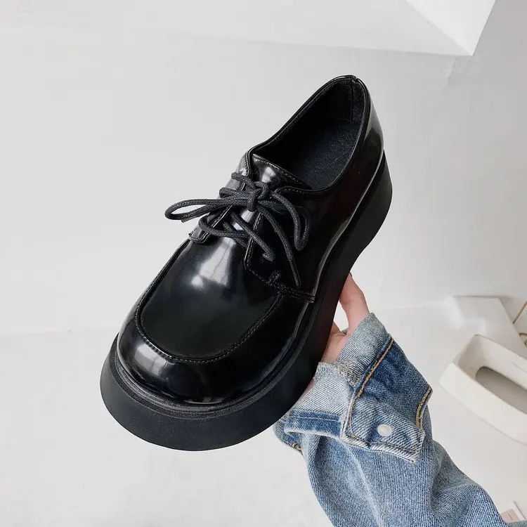 

Мягкие Летние туфли с закрытым носком, женские оксфорды на платформе, женские туфли-лодочки с круглым носком 2021, кожаные туфли на толстой по...