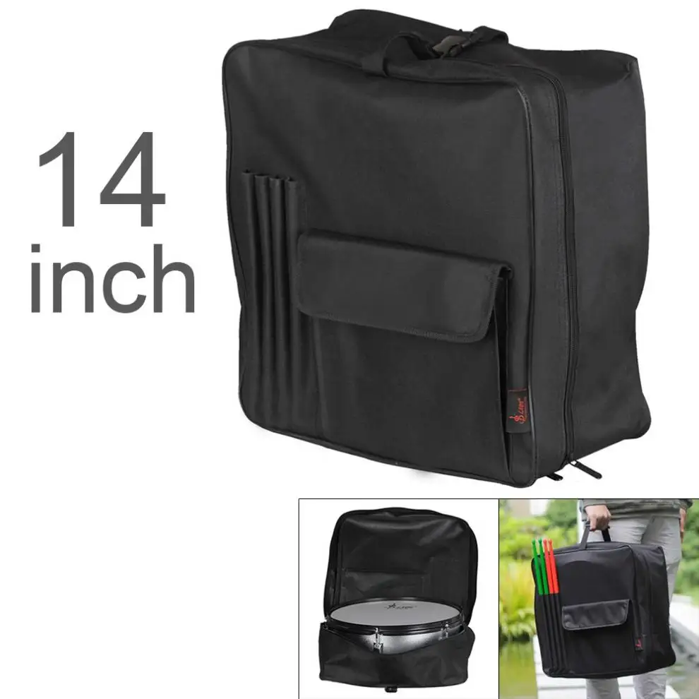 

Drum Bag 14 Inch 600D Oxford Cloth Portable Snare Drum Backpack with Drumsticks Pocket Instrument Bag Waterproof Black