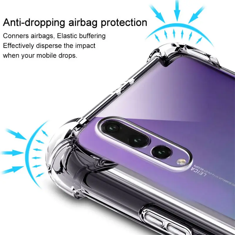 mobile phone shockproof anti scatch case air bag anti drop transparent clear tpu back cover for huawei nova3i p30 p30lite p30pro free global shipping
