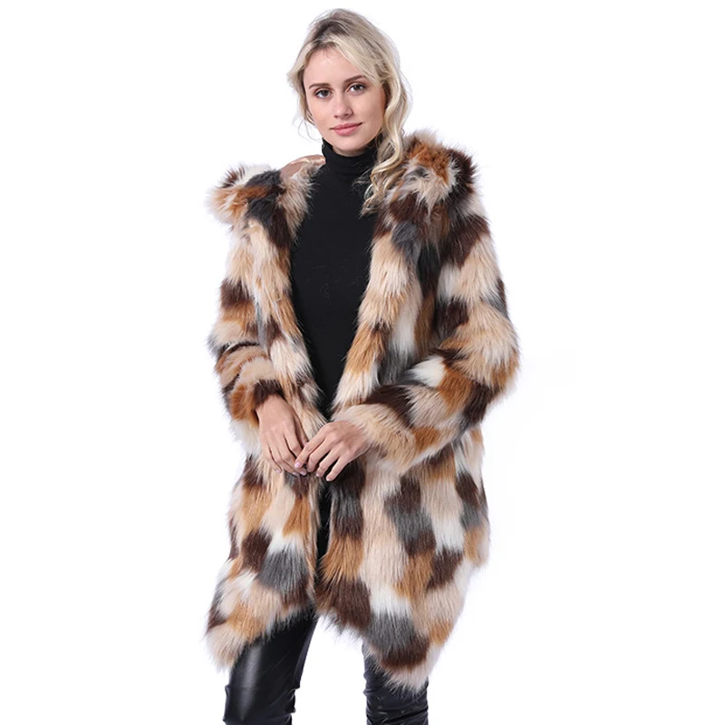 ZADORIN/зимнее меховое пальто для женщин большие размеры теплое Асимметричное с