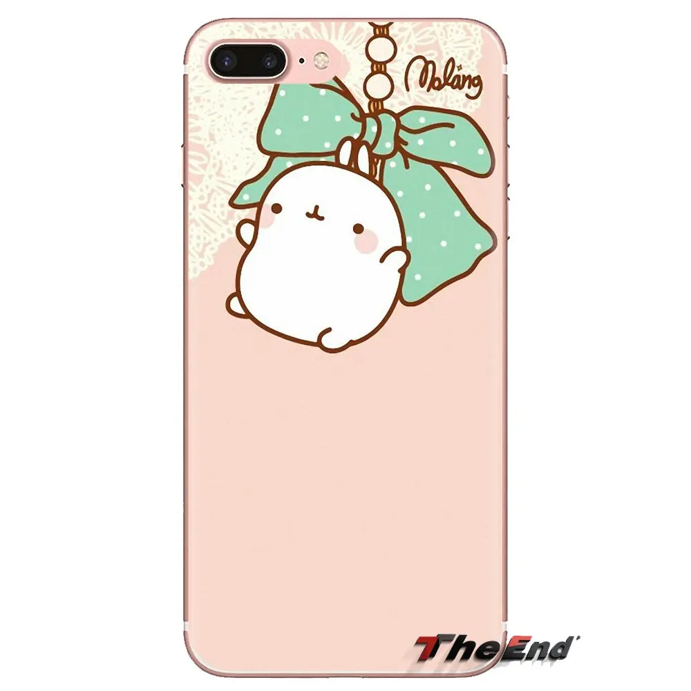 Силиконовый чехол-сумка в Корейском стиле с рисунком картофеля molang розовый для