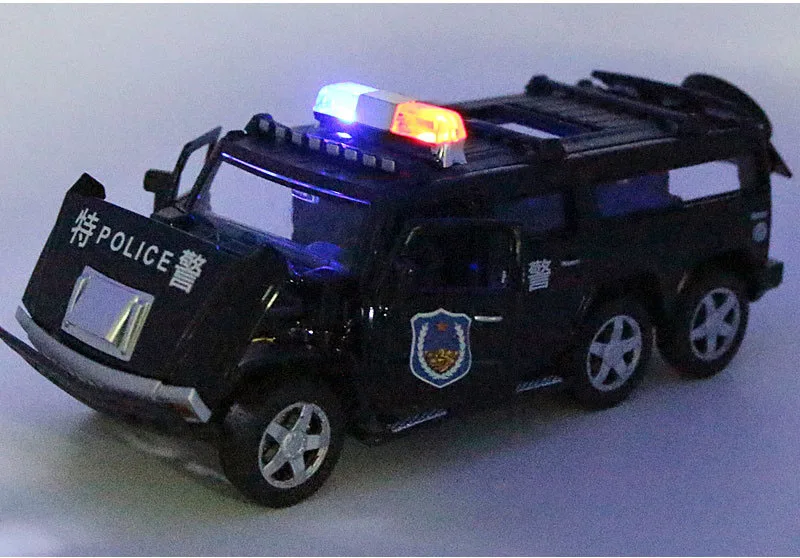 1:32 шестиколесный Hummer сплав полицейская внедорожная модель игрушечные машинки звуковой светильник Вытяните назад колесница игрушки автомобиль для детей