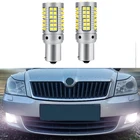 Лампа светодиодная Canbus P21W для Skoda Superb, 2 шт., дневные ходовые огсветильник для Skoda Octavia 2 MK2 FL 1Z A5 2009 2010 2011 2012 2013