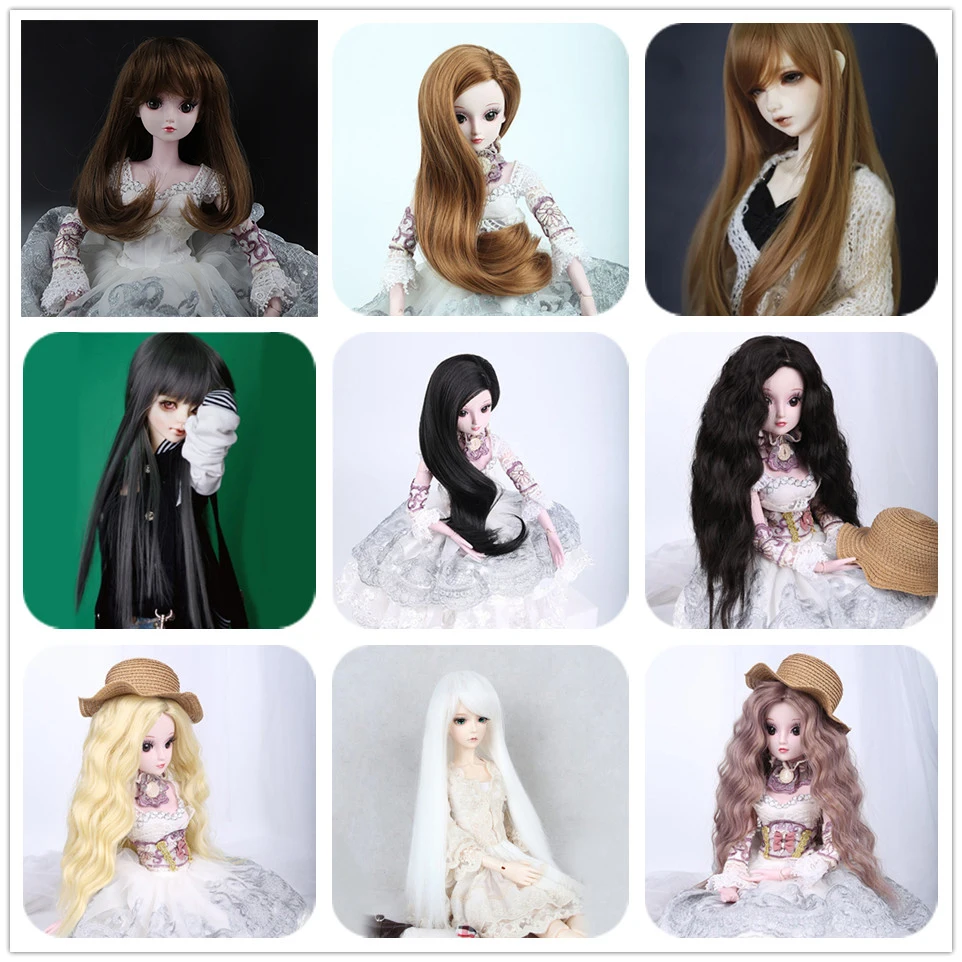 Bybrana длинные прямые черные белые волосы 1/3 1/4 BJD парики для кукол|Куклы| |