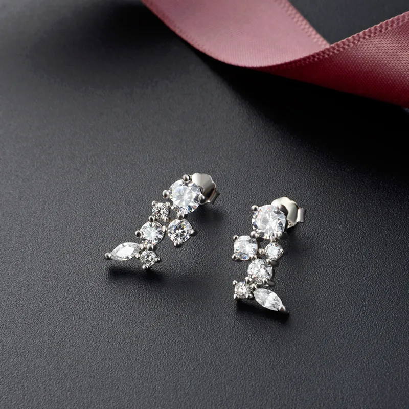 

s925 pure silver zircon earrings female diamond fashion mori jewelry