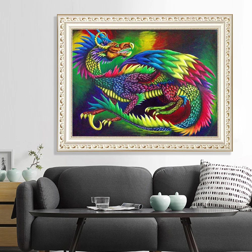 

Fantasy Diamond Painting Colorful Dragon 5D DIY Diamond Embroidery Cartoon Picture Of Rhinestone Mosaic Cross Stitch Decor Home,