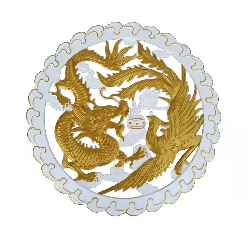 

Новая круглая резьба в европейском стиле из ПВХ с драконом и Фениксом, аппликация для мебели, фоновое украшение для стены, резьба по дереву
