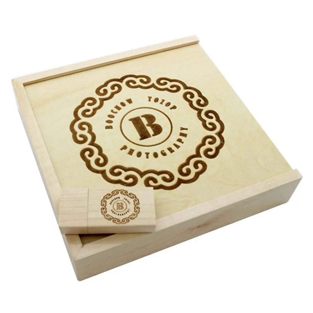USB 2.0 Maple Box Walnut Pen Drive 16GB U Disk for Free Logo Wedding souvenir