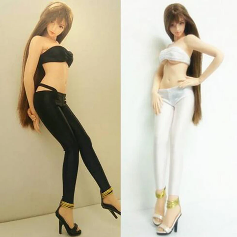 

1/6 Scale Female Clothes Sexy Tight Pants Low-rise Leggings T-back Tube Suit Women Girl Clothing Set Fit for 12'' Seamless Body