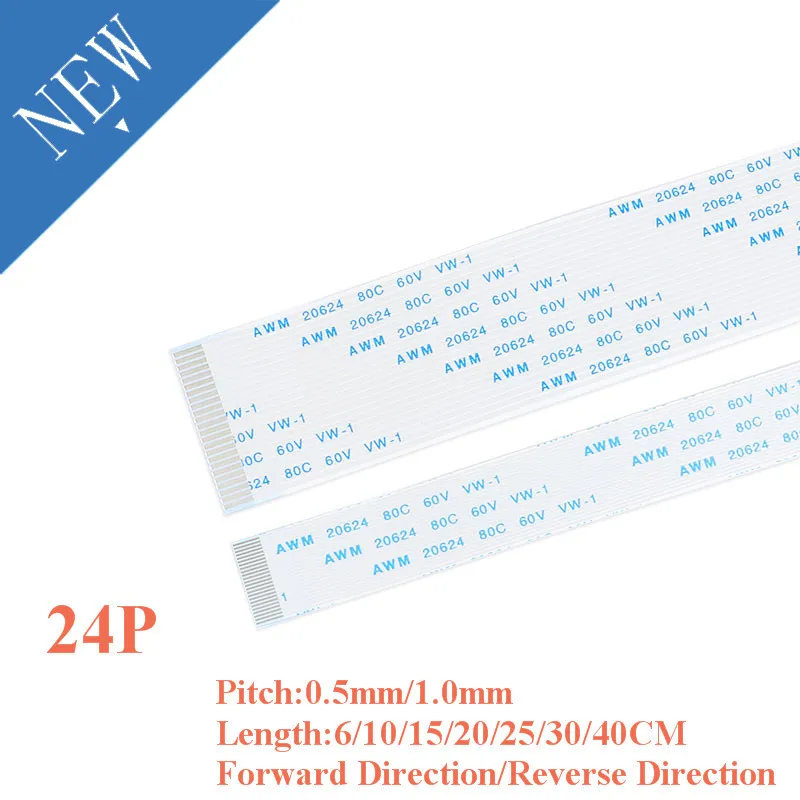 

Гибкий плоский кабель FPC/FFC, 10 шт., 24 контакта, 0,5 мм/1,0 мм, Шаг 6/10/15/20/25/30/40 см