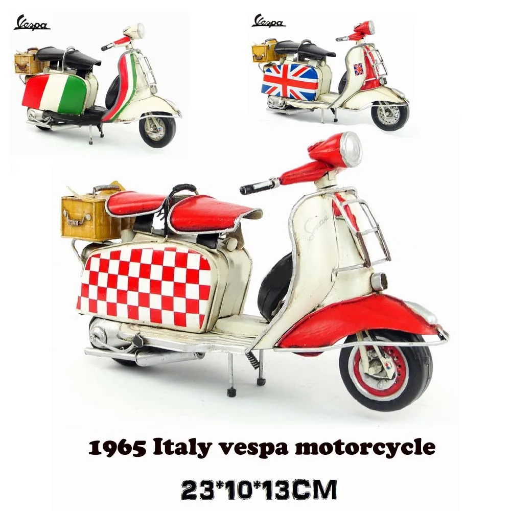 Vespa мини металлический мотоцикл модель ручной работы зеленый красный цвет