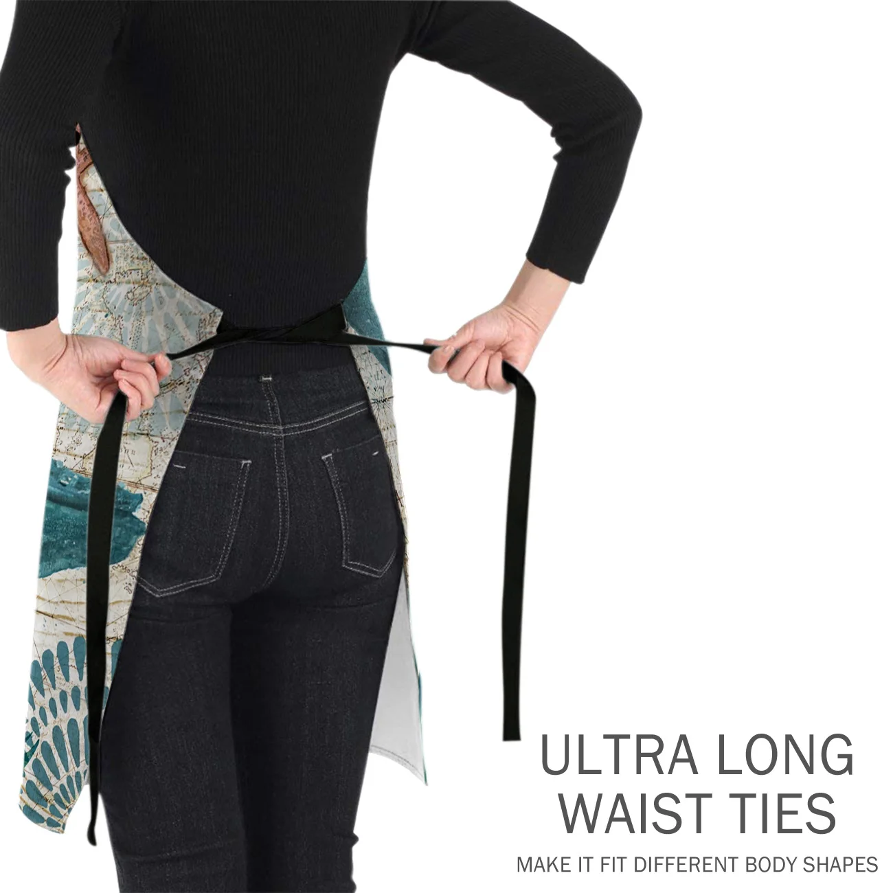 Морской стиль Кит морская жизнь кухонные женские фартуки Детская рабочая одежда