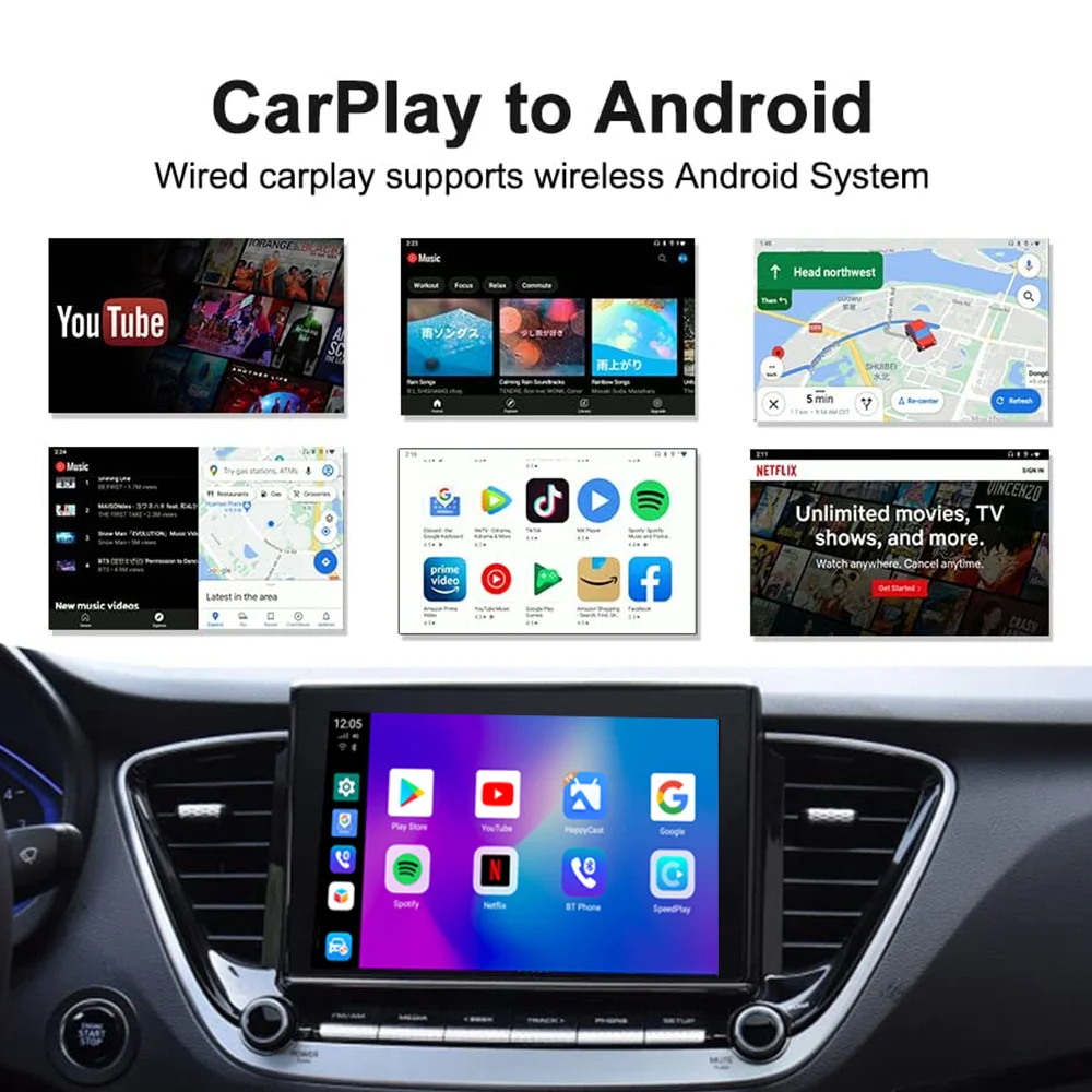 Беспроводная Автомобильная магнитола Carplay Ai Box UX999 Pro с экраном Android автомобильный