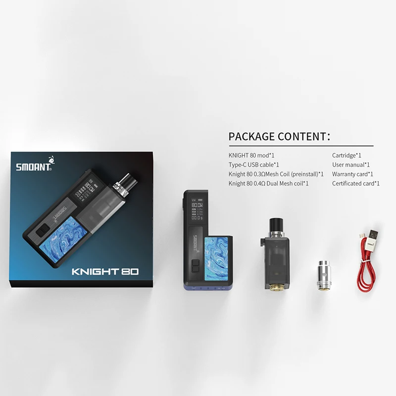 Оригинальный набор Smoant Knight 80 Вт 4 мл картридж 0 3 Ом сетчатая катушка и Двойная