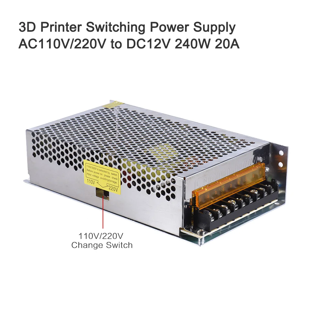 AC 110V/220V к DC 12V 240W 20A импульсный источник питания с двойным входом централизованный