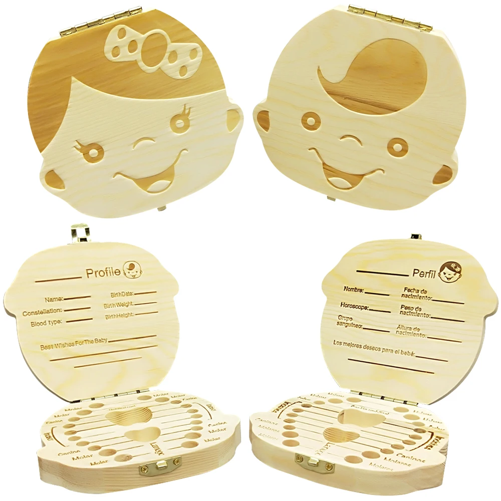 Деревянная детская коробка для хранения зубов