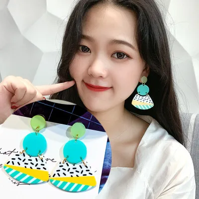 Женские Простые Летние серьги подвески AOMU круглые контрастных цветов с