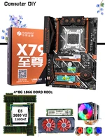 huananzhi deluxe x79 motherboard with xeon cpu e5 2680 v2 6 tubes cooler ram 32g48g 1866 recc video card rx580 8gd5 256g ssd