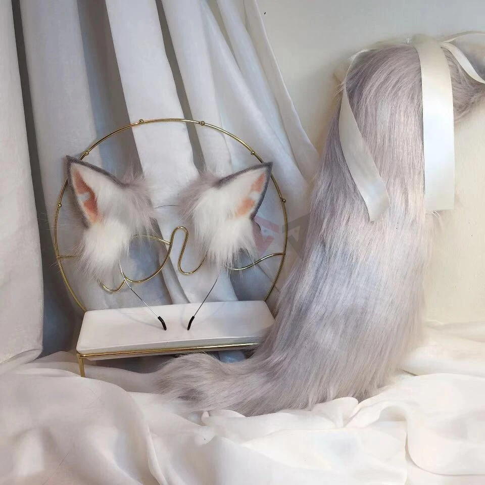 MMGG Серый Маленький молочный Волк уши обруч волки кошки Neko лиса стиль головные уборы индивидуальный заказ