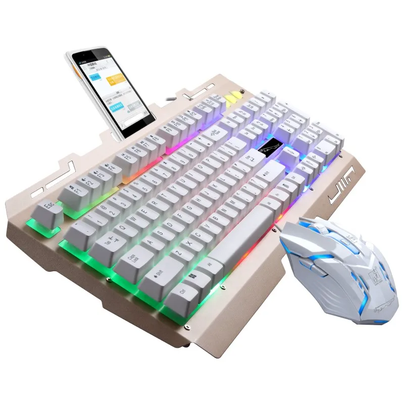 Фото USB Проводная игровая клавиатура и мышь набор с RGB подсветкой для ПК компьютера