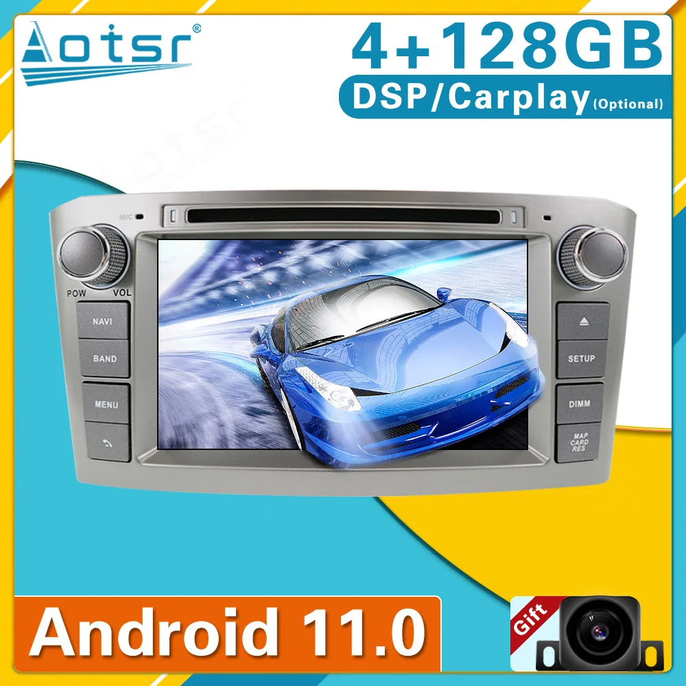 Android 11 4 + 128 Гб для Toyota Avensis 2002-2008 T250 автомобильный DVD-плеер GPS-навигация Мультимедиа
