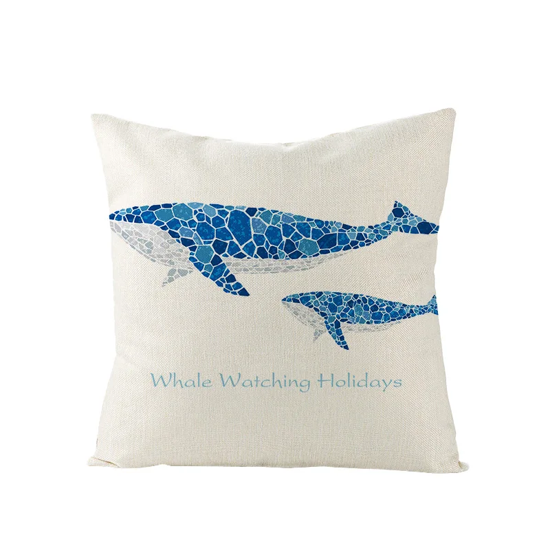 

Animals Pattern Sofa Cushion Cover Flamingo Penguin Geometric Mosaic Art Fauxlinen Pillowcase Living Room Decoration Accessories