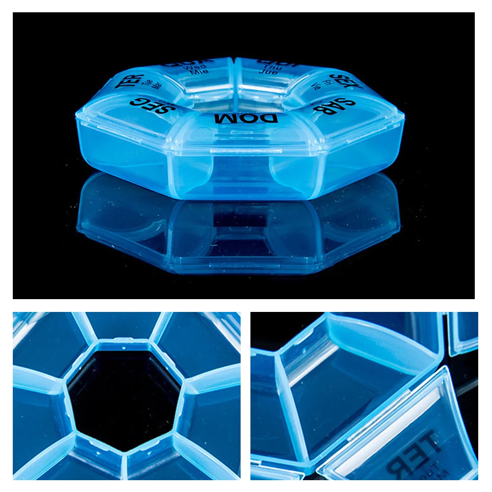 blue 1 шт., 7 дней в неделю, коробка для хранения таблеток, медицинская коробка, держатель, контейнер, портативный органайзер для хранения таблеток, чехол-контейнер - Цвет: blue