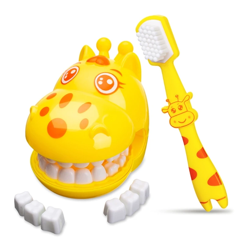 

Cartoon Teeth Teaching Model with Teeth Brush Medical Kit Simulation Dental Mold Children’s Role Play Pretend Play Toy