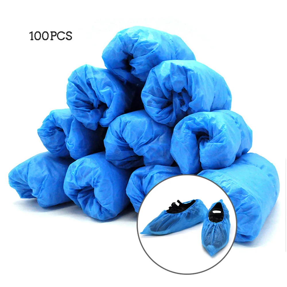 100 шт. одноразовых пластиковых чехлов для обуви CPE наружной и внутренней защиты от