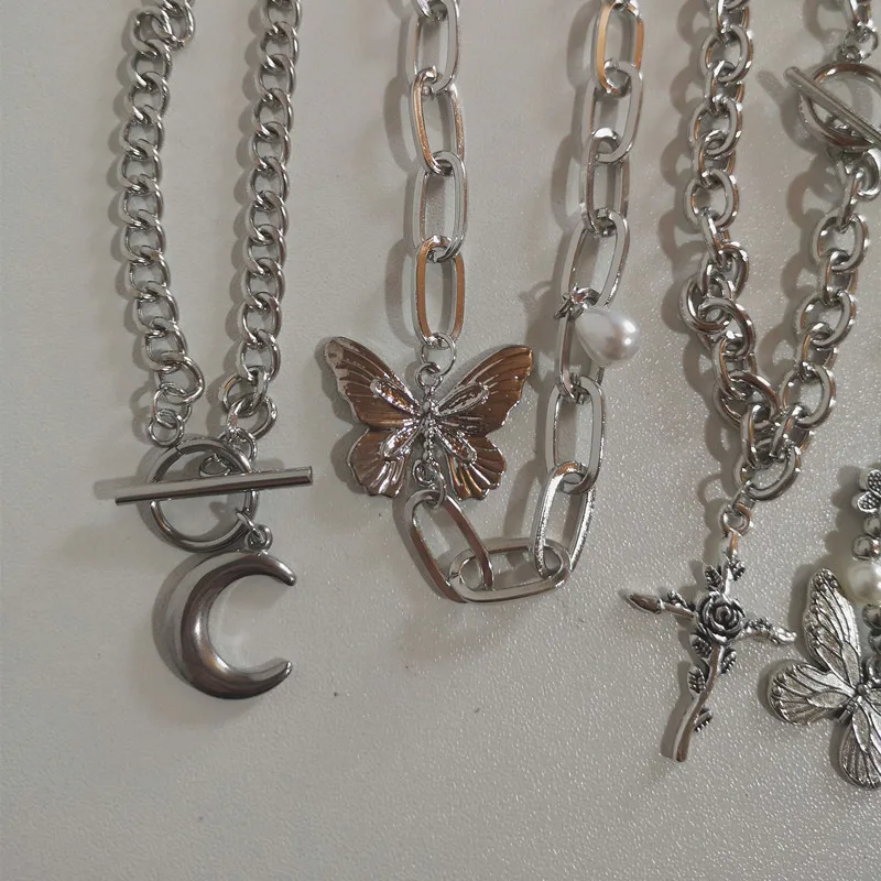 Винтажное металлическое ожерелье с подвеской в виде бабочки Креста Ангела стиле