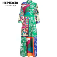 hepidem clothing summer fashion runway chiffon long dresses womens long sleeve elegant floral print party holidays dress 74820