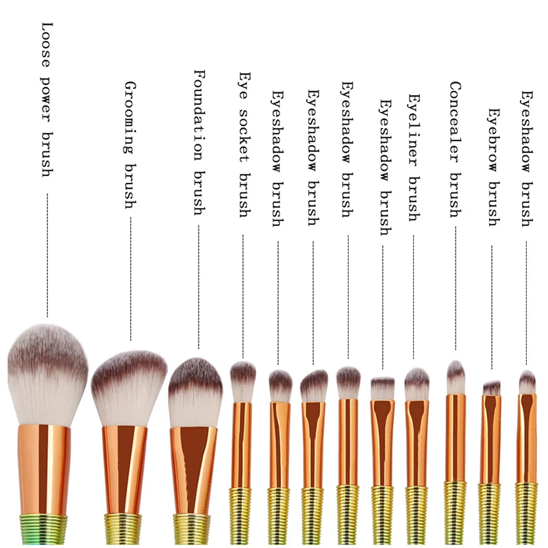 12 шт. профессиональные русалки кисти для макияжа бровей основы пудры