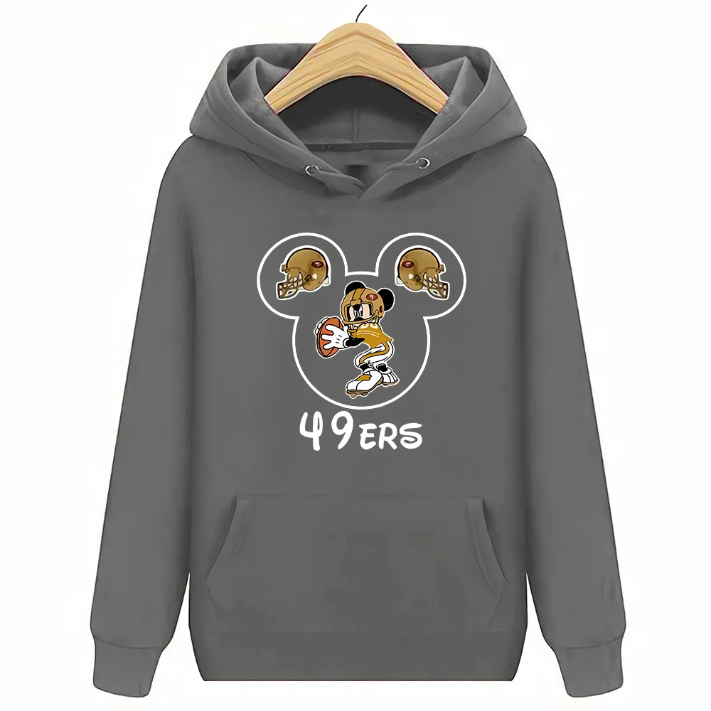 Сан уличная одежда Harajuku Francisco хлопок 49Ers Микки Маус толстовки и толстовки - Цвет: Темно-серый